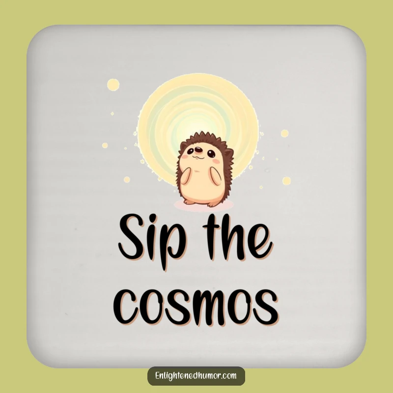 Funny Hedgehog Cosmic Coaster Set: Protect Surfaces with Stellar Humor
