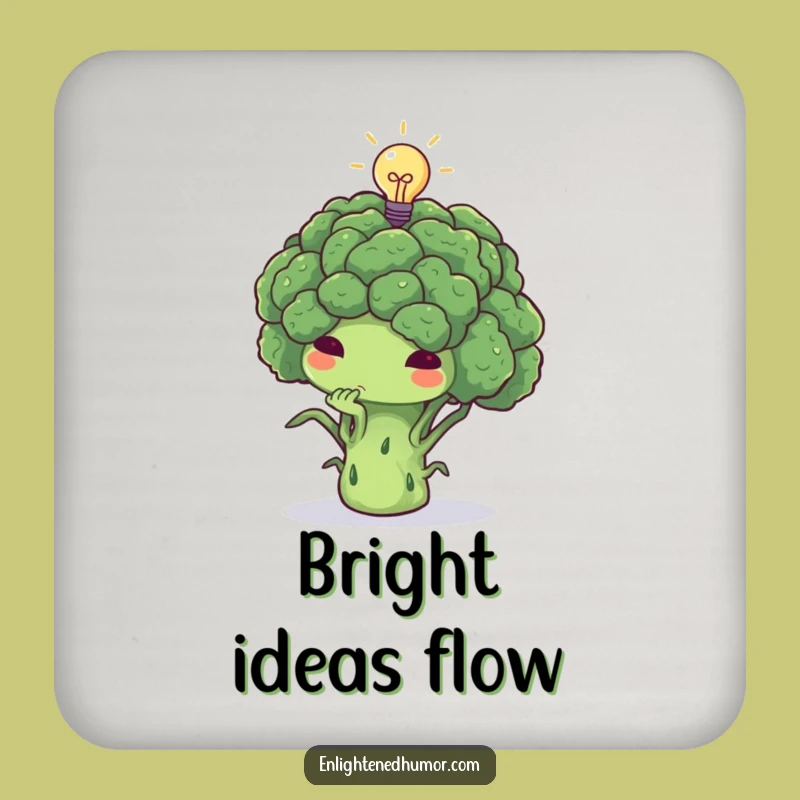 Funny Thoughtful Broccoli Lightbulb Coaster - Protect Surfaces with Smart Humor
