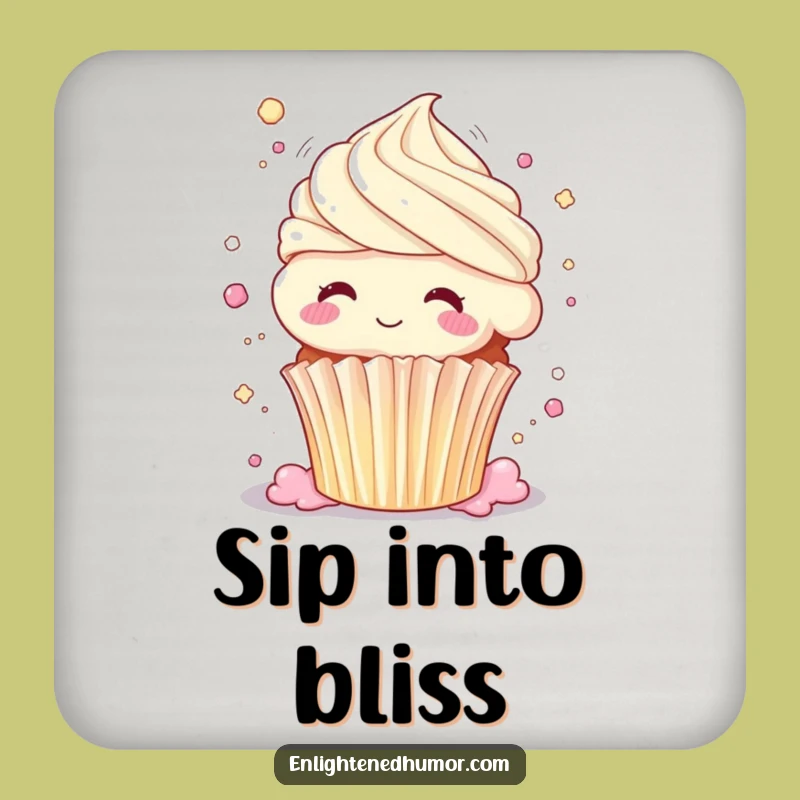 Funny Wondering Cupcake Bliss Coaster - Protect Surfaces with Sweet Humor