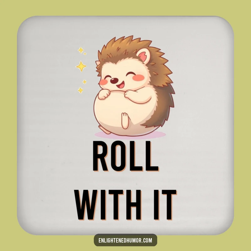 Funny Giggling Hedgehog Coaster - Sparkly Ball Protection, Humorous Table Decor, Perfect Funny Gift