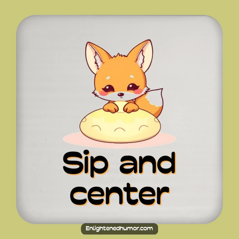 Funny Kawaii Fox Meditation Coasters: Set of Zen Peeking Foxes, Hilarious Drink Gift