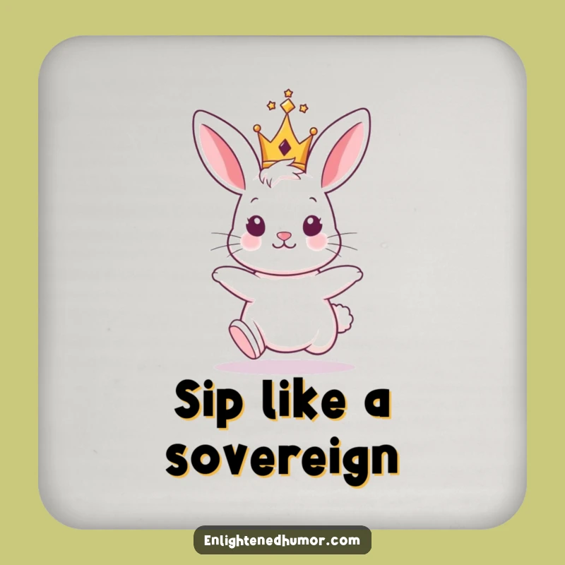 Funny Bunny King Drink Coaster: Protect Surfaces, Humorous Decor Gift