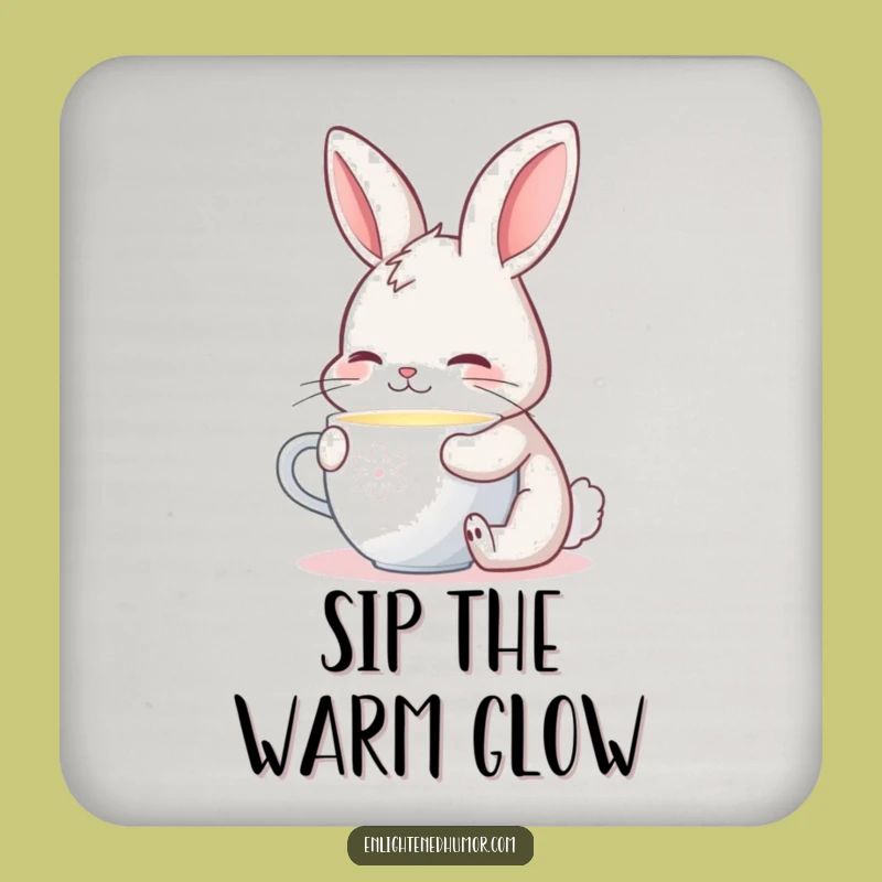 Funny Contented Bunny Coasters: Set of Warm Glow Decor for Your Table