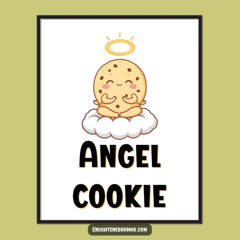 Funny Cookie Meditation Poster: Cloud Zen Wall Art, a Hilarious Decor Gift