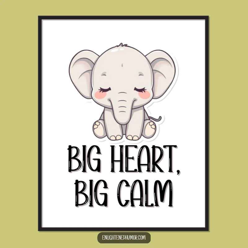 Funny Elephant Poster: Serene Animal Art for Peaceful Spaces Gift