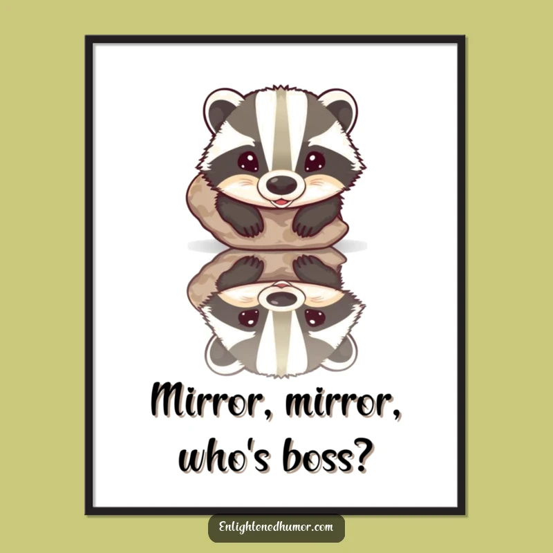 Funny Badger Reflection Poster: Hilarious Animal Art to Brighten Your Home Decor