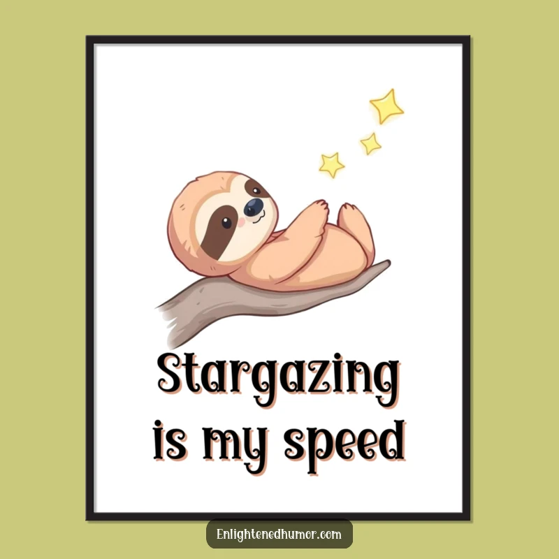 Funny Celestial Sloth Poster: Star Gazing Art - Whimsical Cosmic Decor Gift