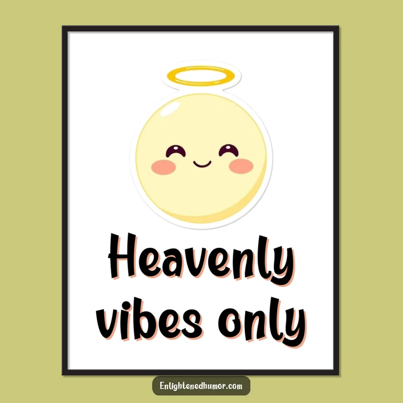 Funny Moon Poster with Halo A Cosmic Funny Wall Art Gift