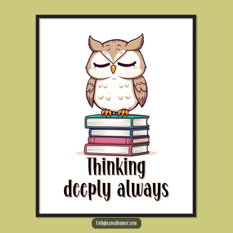 Funny Owl Wisdom Poster: Wise Reading Character, Intellectual Wall Art Humorous Gift