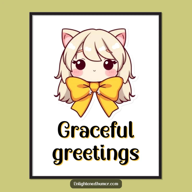 Funny Poster: Humble Bow Character Art, Graceful Form, Unique Funny Gift