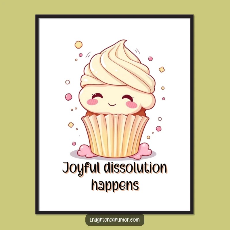 Funny Wondering Cupcake Bliss Poster - Shimmering Sweetness Wall Art Gift