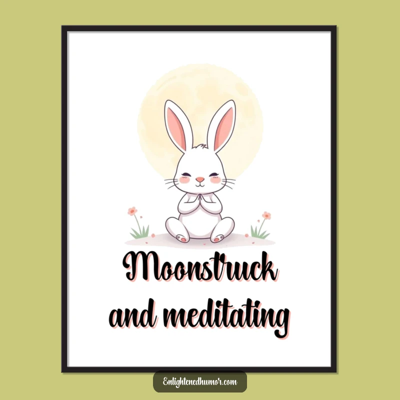 Funny Rabbit Moon Poster: Inspire Calm with Hilarious Night Art