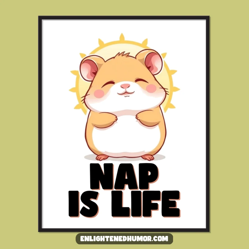 Funny Hamster Poster: Contented Bliss in a Sunbeam