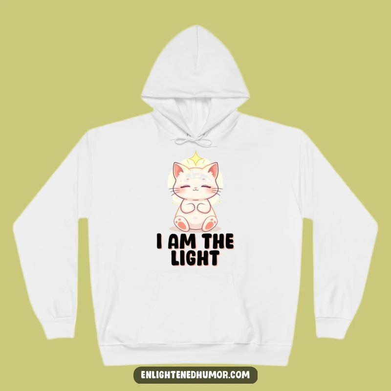 Cozy Funny Celestial Cat Hoodie: Ethereal Light Comfort - Warm Cosmic Gift