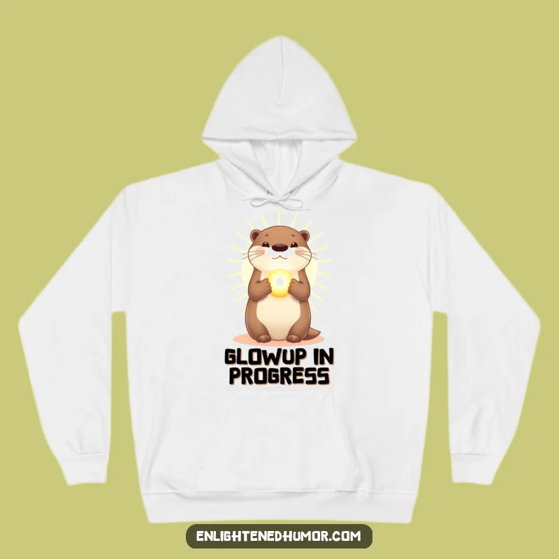 Cozy Funny Otter Hoodie: Golden Light, Glowing Orb, Warm & Cheerful Gift
