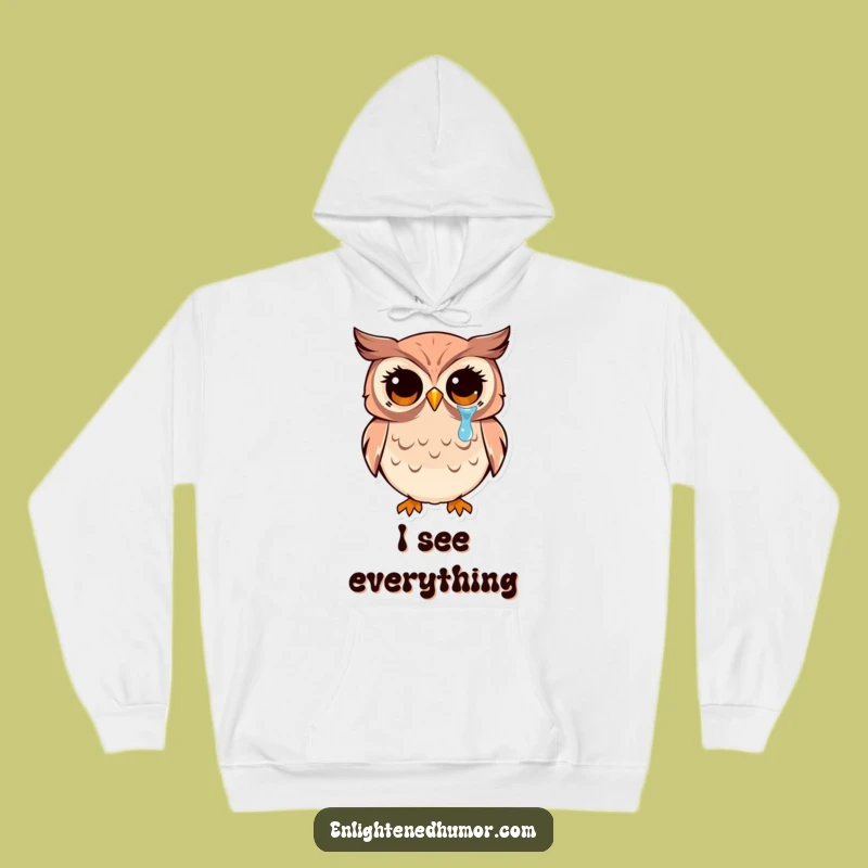 Cozy Funny Owl Hoodie: Kawaii Enlightened Comfort Sweatshirt, Thoughtful Funny Gift for Thinkers