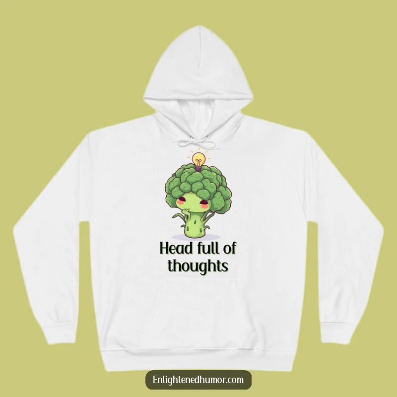Funny Thoughtful Broccoli Lightbulb Hoodie - Cozy Brainstorming Gift