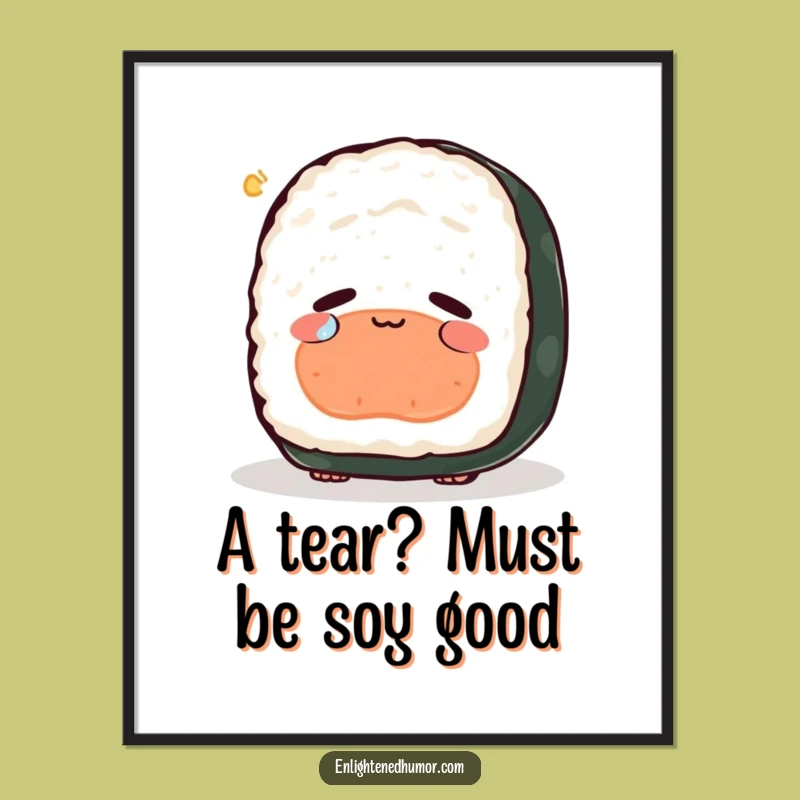 Free Printable Wall Art: Sushi's Contemplative Joy, Downloadable Decor for Zen and Humorous Spaces