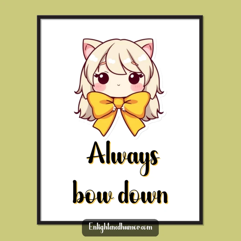 Funny Free Printable Bow Wall Art: Humble Character Downloadable Art Gift