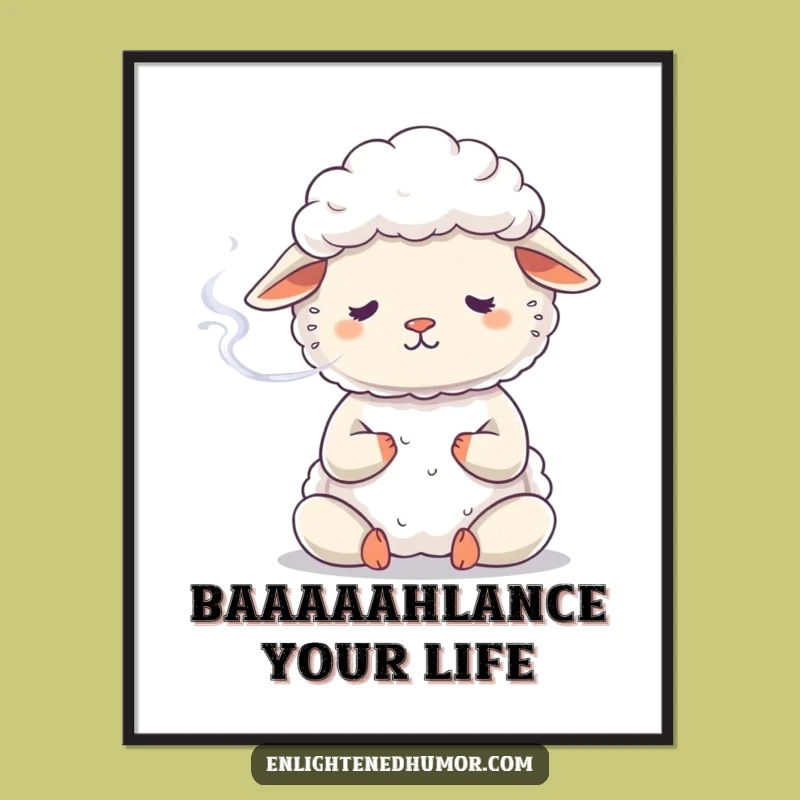 Free Printable Zen Sheep Meditation Art: Funny Downloadable Wall Decor