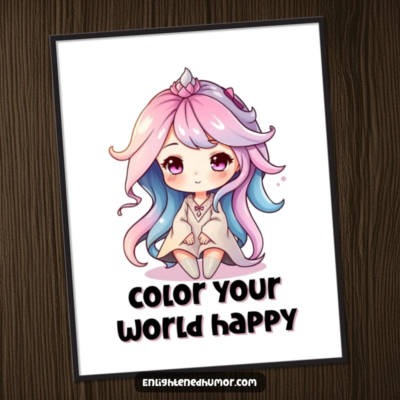 Funny Free Printable Wall Art: Serene aura character depicted as beautiful, soft, and swirling colors.