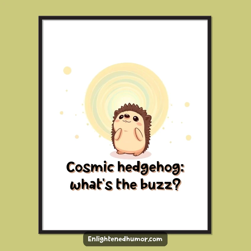 Free Printable Wall Art: Curious Hedgehog Cosmic Vortex Funny Downloadable Home Decor Gift