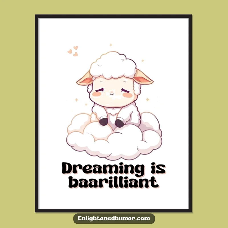 Free Printable Wall Art: Calm Sheep Dreaming of Clouds, Serene Downloadable Decor for Peace!