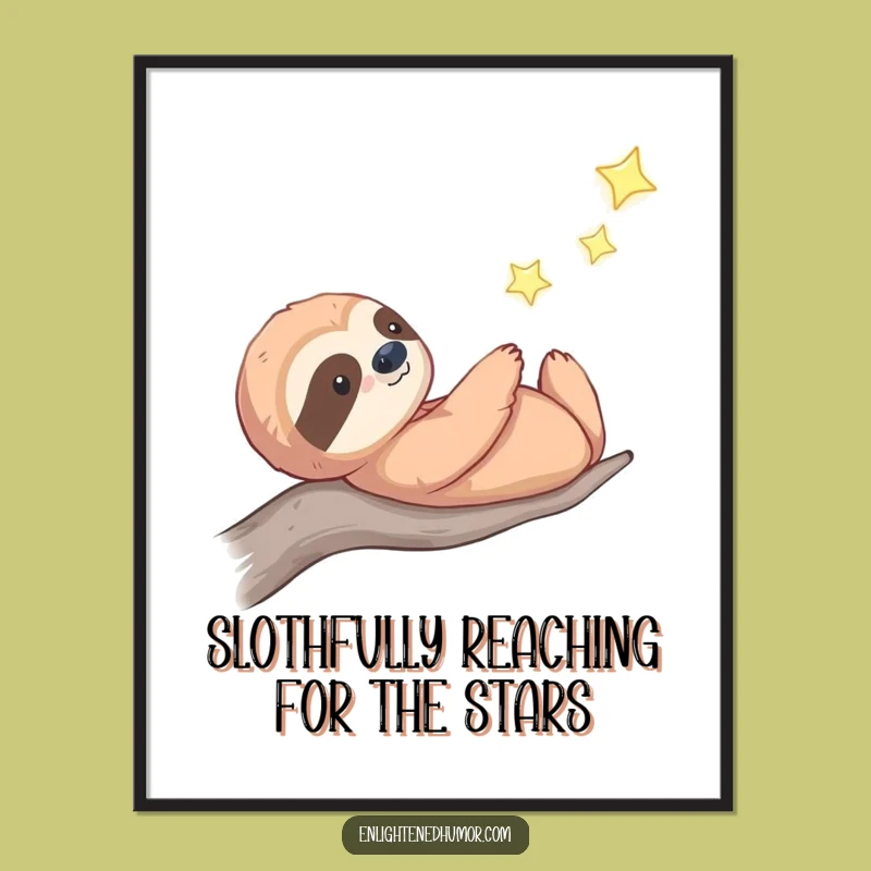 Free Printable Sloth Wall Art: Funny Star Gazing Celestial Decor Download