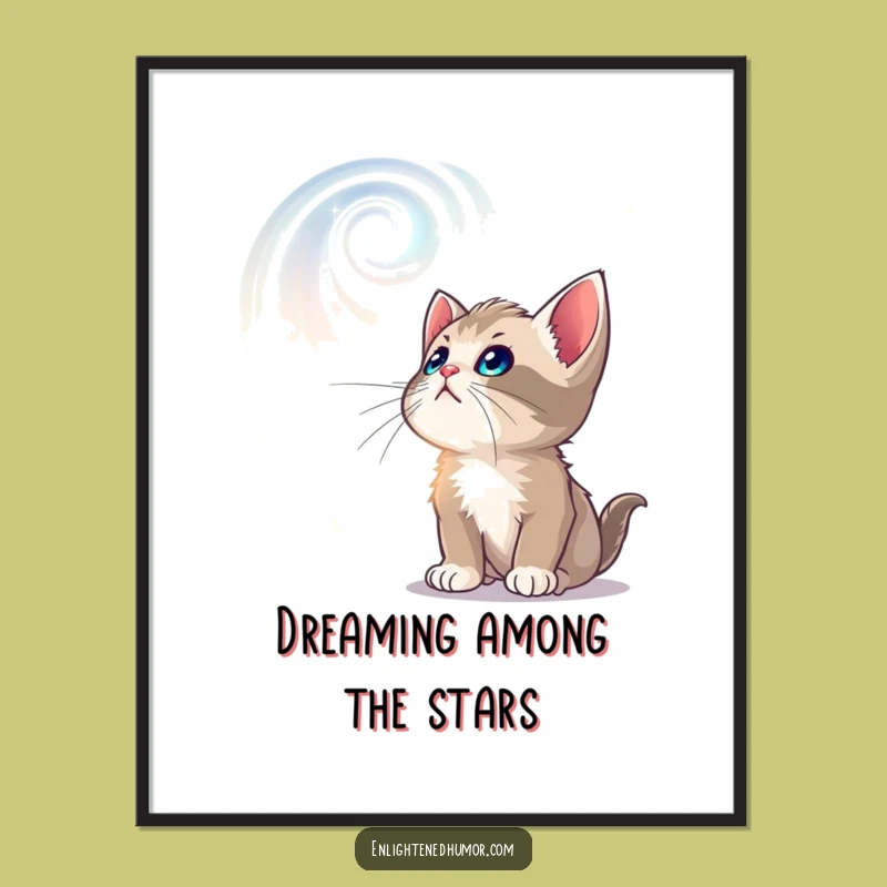 Free Printable Wall Art: Celestial Kitten - Whimsical & Funny Downloadable Decor