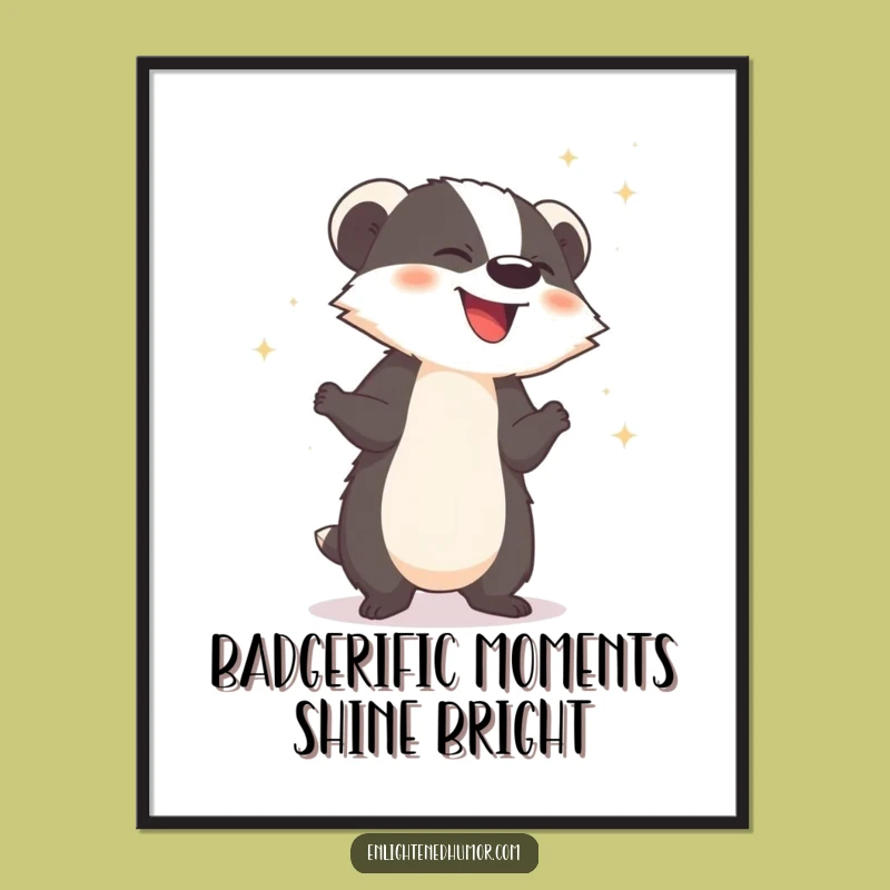 Free Printable Wall Art: Giggling Badger Sparkle, Hilarious Downloadable Decor Gift