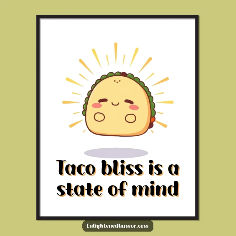 Free Printable Wall Art: Levitating Taco's Zen Energy, Downloadable Decor for Calm, Quirky Spaces