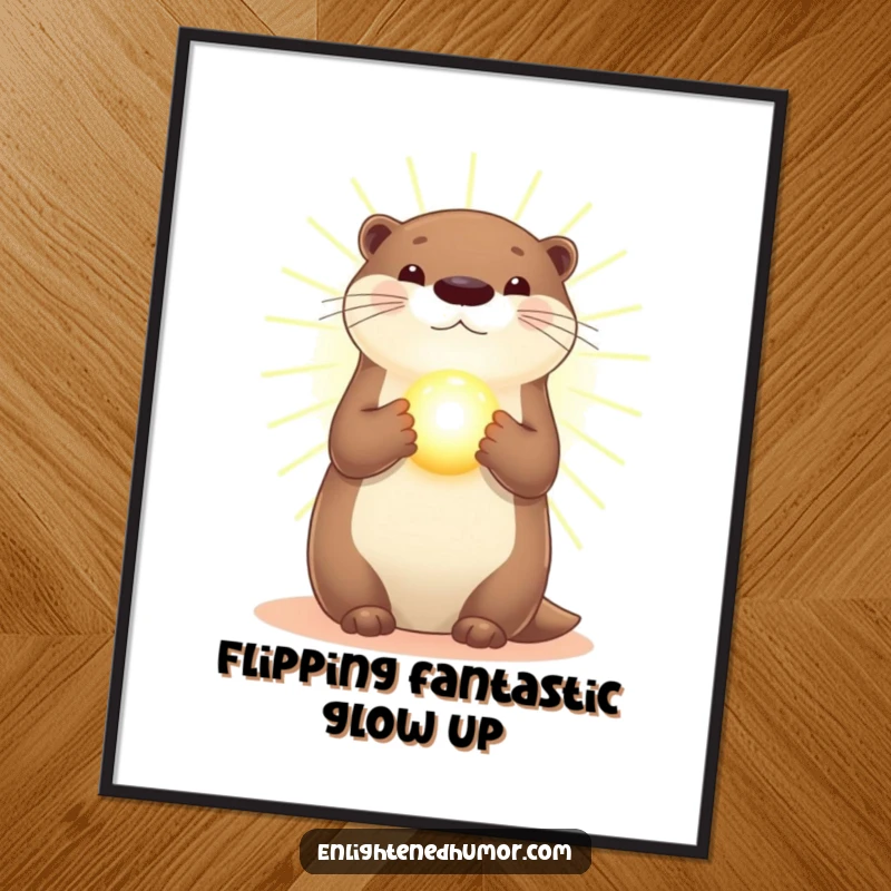 Funny Free Printable Wall Art: A stunning otter bathed in warm golden light, holding a captivating glowing orb.