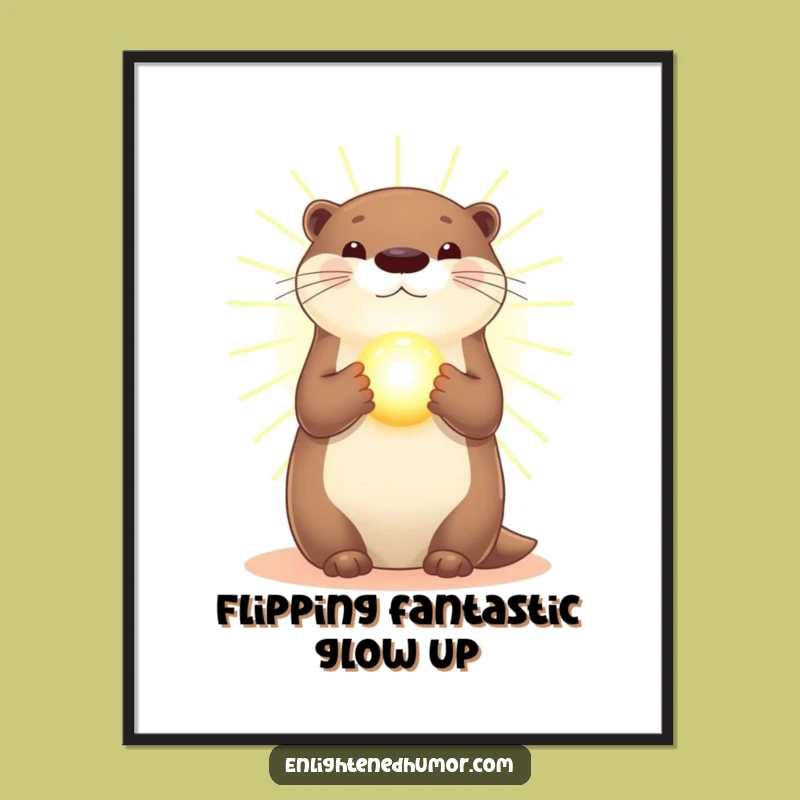 Free Printable Wall Art: Radiant Otter, Glowing Orb, Funny Downloadable Art Gift
