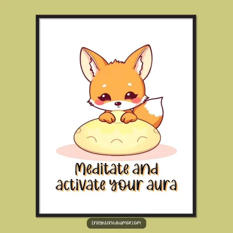 Funny Free Printable Wall Art: Curious Meditation Fox Zen Decor Download