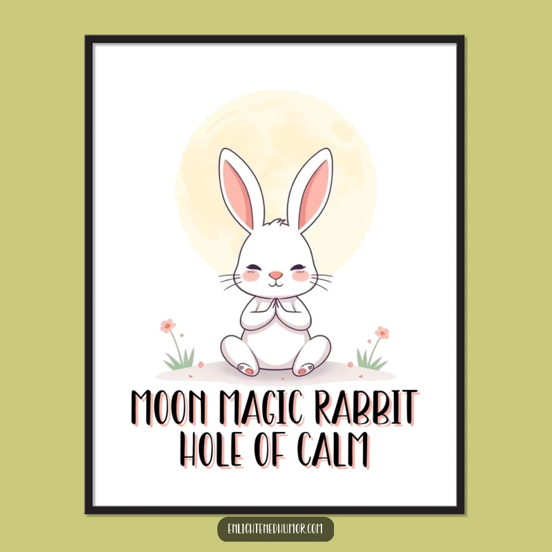 Funny Free Printable Wall Art: Rabbit Moon Meditation - Hilarious Downloadable Decor