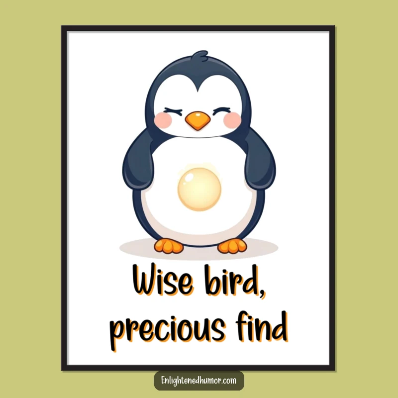 Free Printable Winking Penguin Art: Funny Pearl Discovery Downloadable Decor