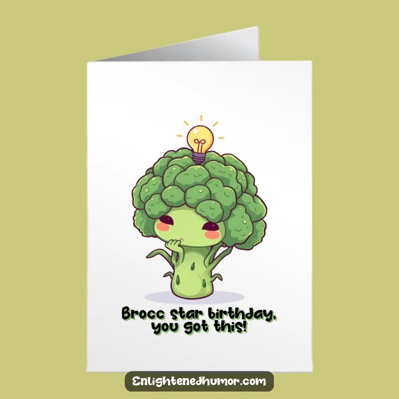 Free Printable Birthday Card: Broccoli's Bright Idea, Funny Downloadable Gift for Smart Celebrations