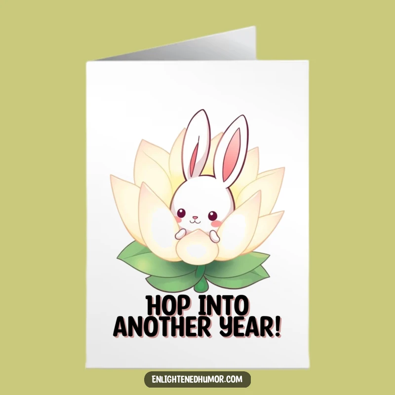 Free Printable Birthday Card: Cute Bunny Lotus Design, Sweet Downloadable Gift