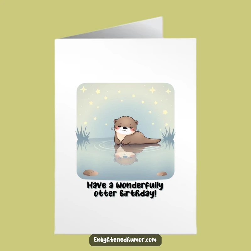Free Printable Celestial Otter Birthday Card - Peaceful Downloadable Gift for Loved Ones