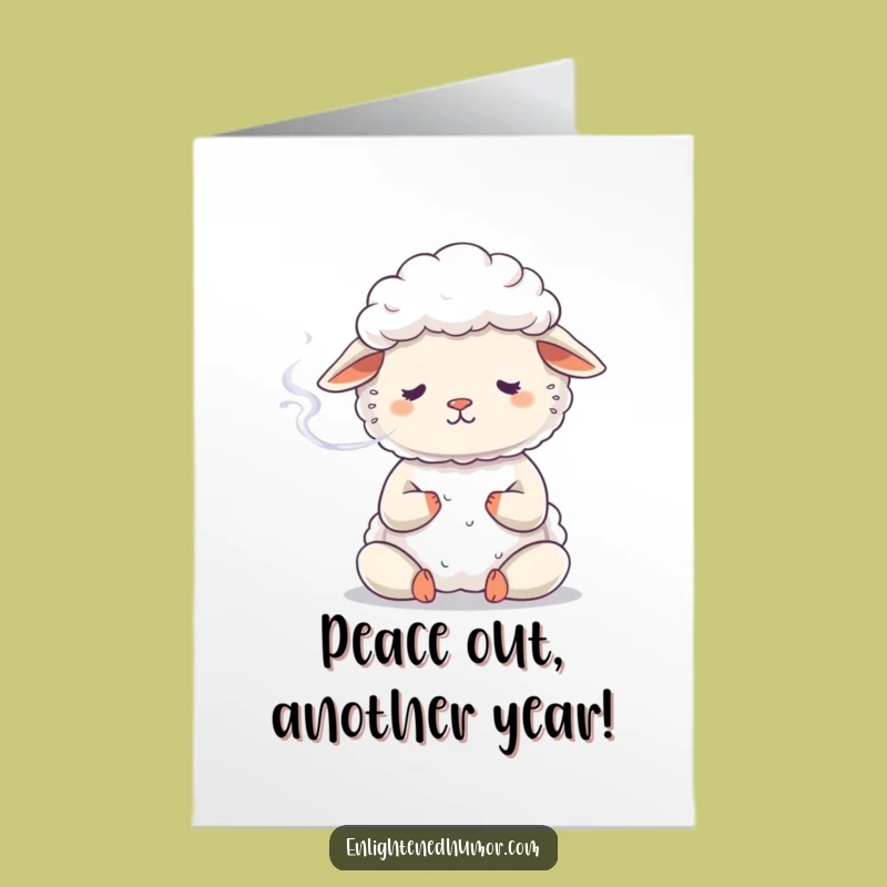 Free Printable Zen Sheep Birthday Card: Funny Meditation Ecard Downloadable Gift