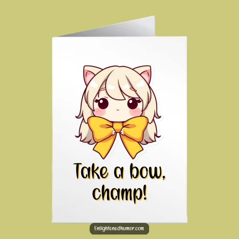 Free Printable Bow Congratulations Card: Humble Character Downloadable Gift