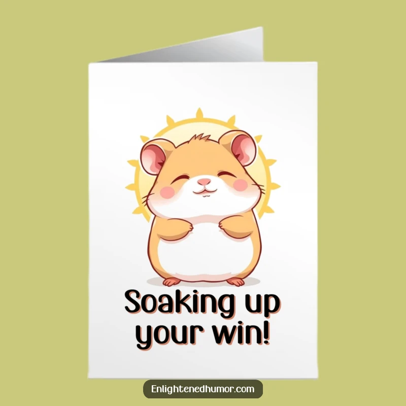 Free Printable Congrats Card: Contented Hamster Celebrates Relaxation