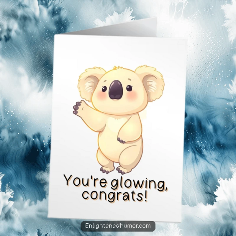 Free Printable koala radiating a soft aura, ideal for a congratulatory card.