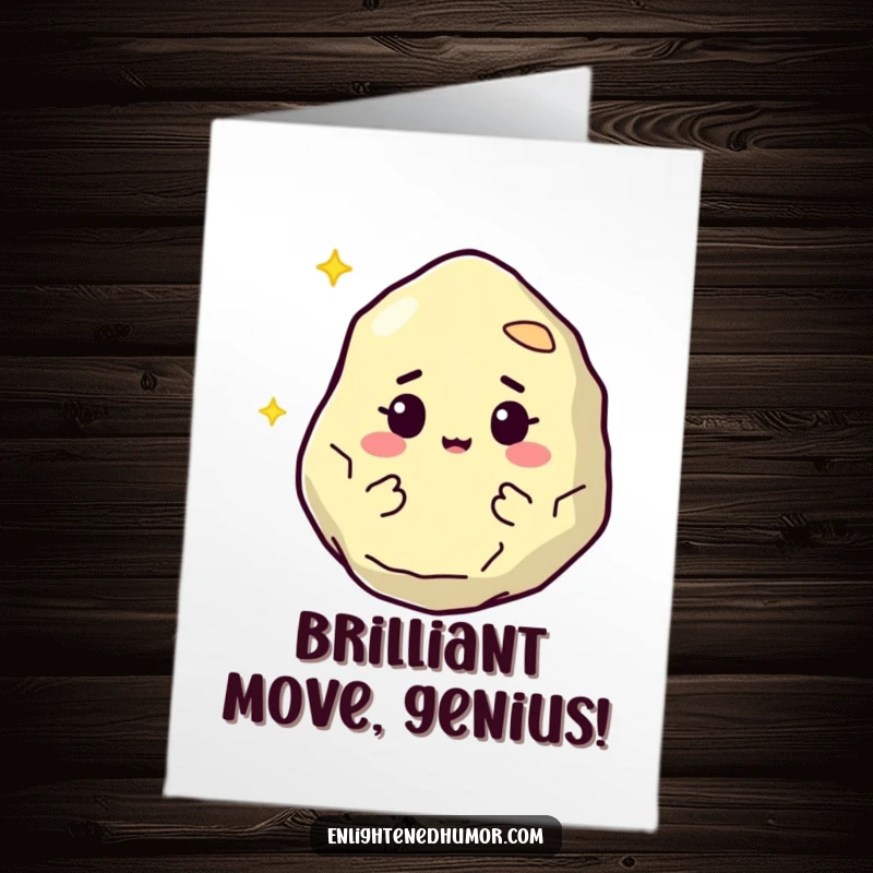 Funny Free Printable Philosopher Stone Congratulations Card: Wise stone character radiating knowledge, perfect downloadable gift.