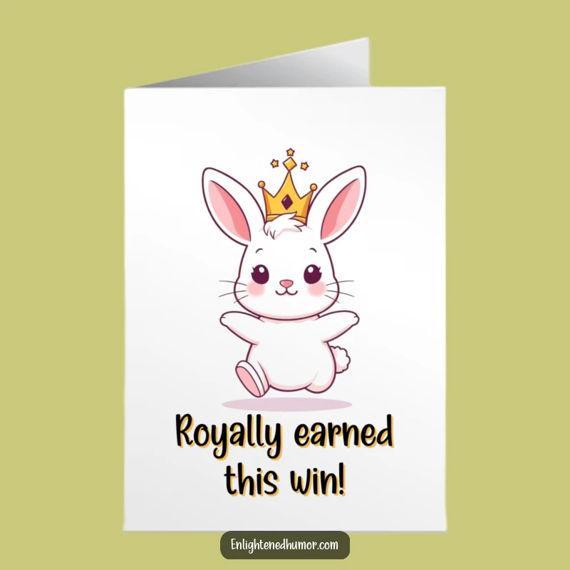 Free Printable Royal Bunny Congrats Card: Funny Crowned Ecard Downloadable