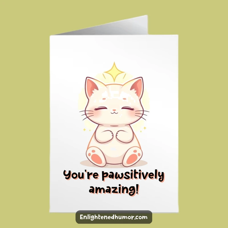 Free Printable Congrats Cat Card: Humorous Ethereal Glow Downloadable Message