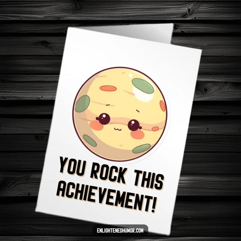 Funny Free Printable Planet Congratulations Card: Curious character looking amazed, perfect for a downloadable gift.