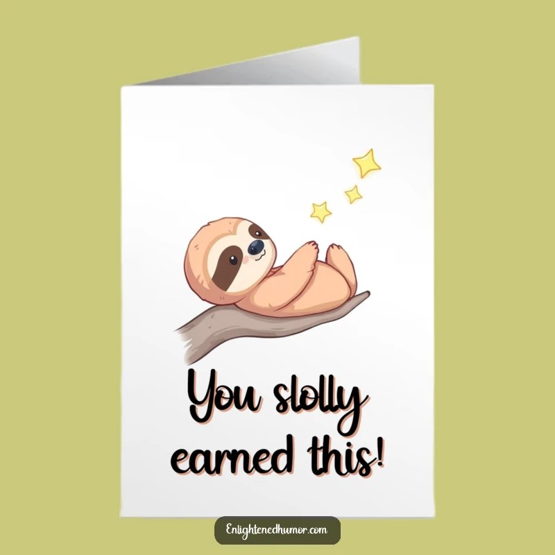 Free Printable Congrats Sloth Card: Humorous Star Gazer Downloadable Message