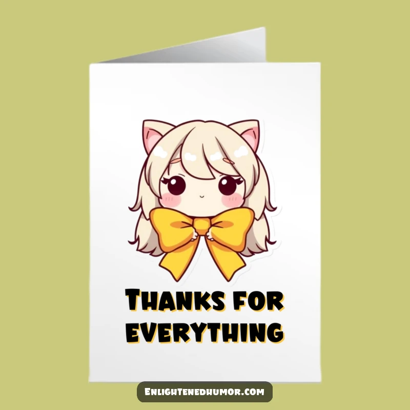 Free Printable Bow Thank You Card: Humble Character Downloadable Gift