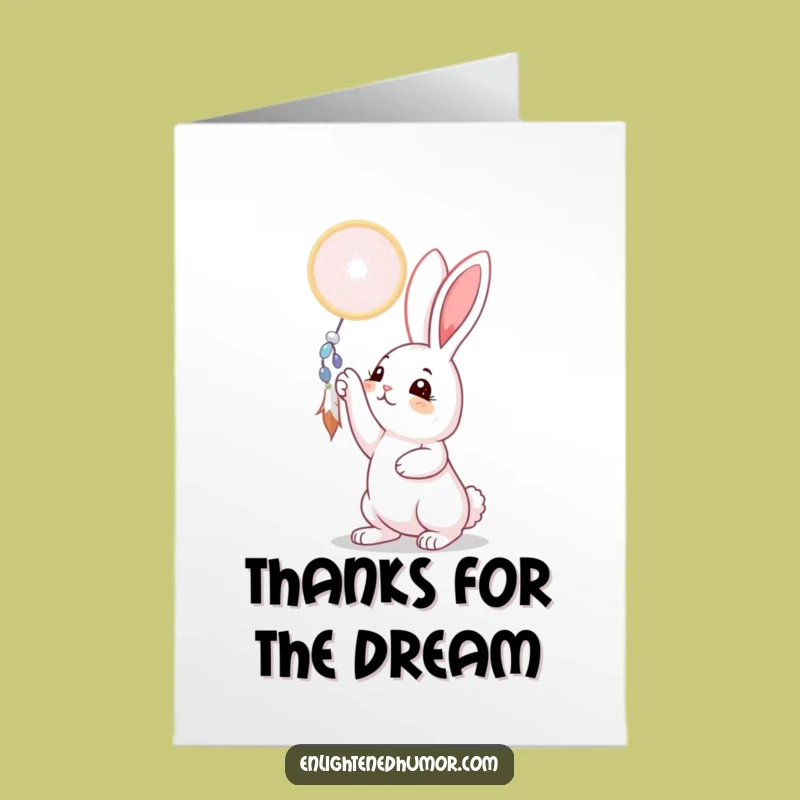Free Printable Rabbit Dreamcatcher Thank You Card: Funny Downloadable Gift